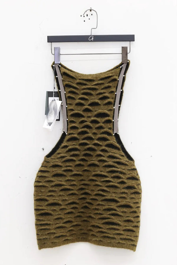 Rui Zhou Animal Print Tube Top Dress RUI-RAW23KN03-KQLHH Khaki Green & Black + Gray Brown
